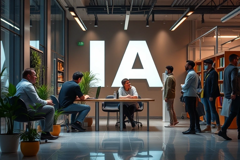 Conceitos visuais relacionados a Como a IA está transformando o mercado de trabalho: oportunidades e desafios emergentes